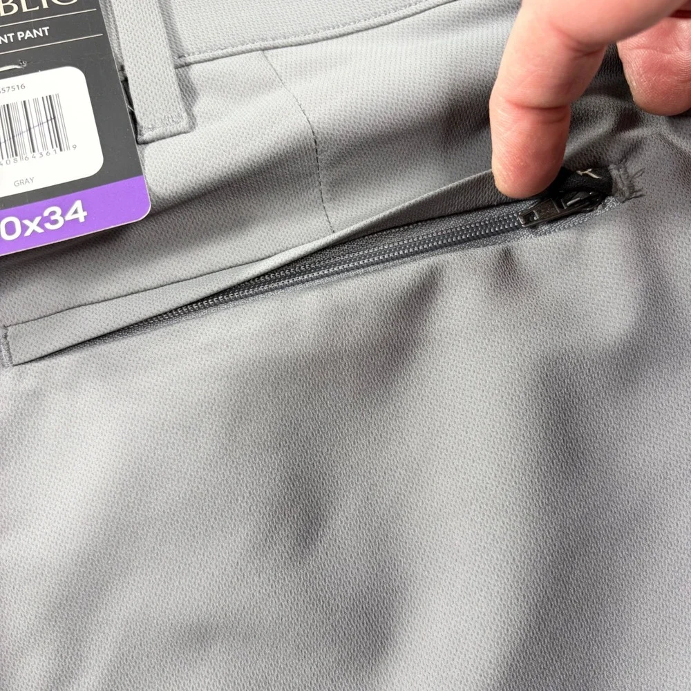 Banana Republic Mens Flat Front Pants Gray Performance Trousers 40x34